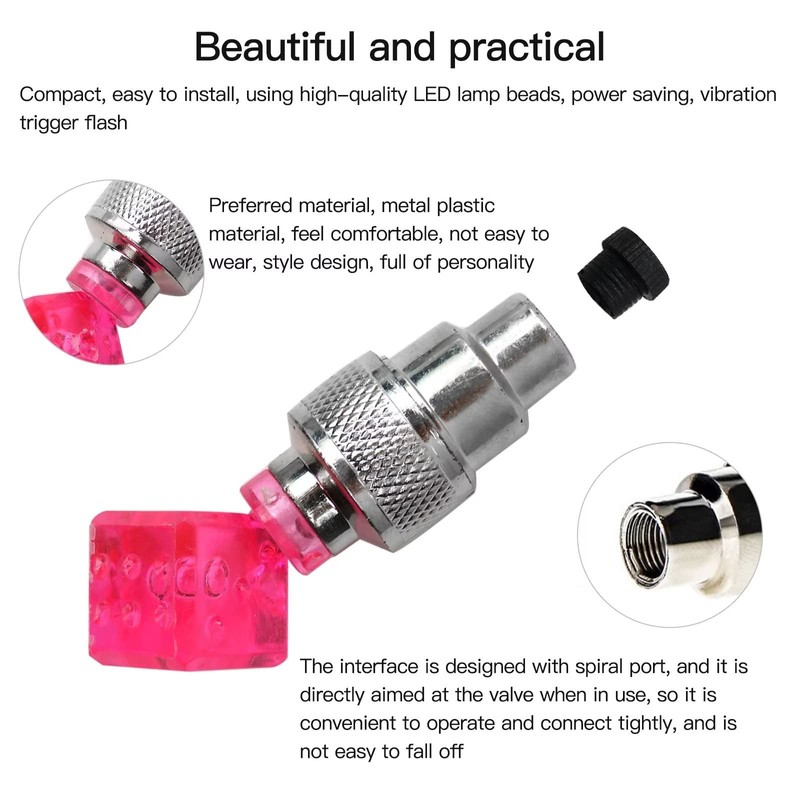 8 Pack Valve Stem LED Cap for Bike Bicycle Car