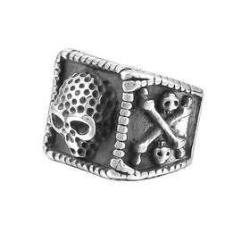 AFSTALR Johnny Hallyday Men's Skull Rock Stainless Steel Fantasy Ring - For All Fans of Our JoJo, Stainless Steel