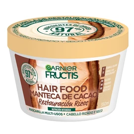 Garnier Fructis Hair Food Manteca de Cacao Mascarilla para Cabello Rizado Rico en Antioxidantes Restaurazión Rizos, 350ml
