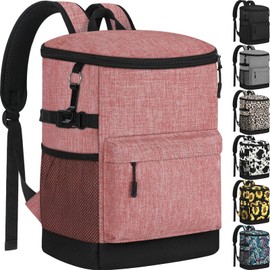 Tenot Cooler Backpack 33 Cans Backpack Coolers Insulated Leak Proof Soft Beach Cooler Bag for Men Women Ice Chest Backpack Camping Hiking Picnic Travel Cooler Lunch Backpack Pink