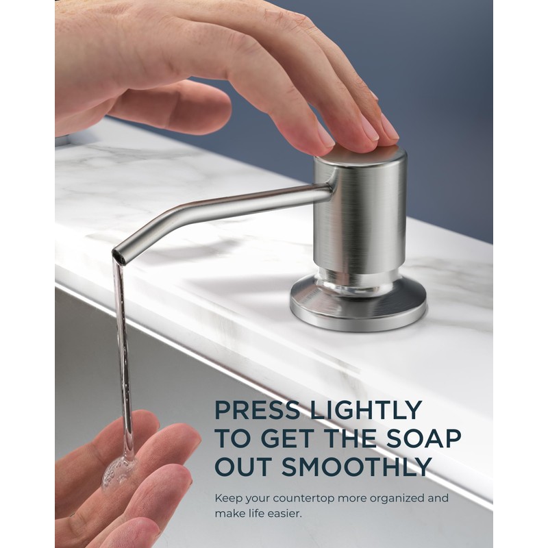 FORIOUS Kitchen Faucet with Soap Dispenser, Brushed Nickel, Single Handle