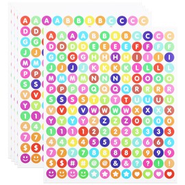 840 Pieces Round Dot Small Letter Number Stickers, 5 Sheets 0.5 Inch Capital Alphabet Numbers Stickers for Scrapbook,Name - Multi
