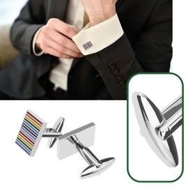The Lord of the Tools 1 Pair Colourful Stripes Rectangle Cufflinks Copper Rainbow Cufflinks for Business Meetings, Weddings, Anniversaries, Birthday Parties, Metal