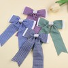 JOYFUNFABU 3Pcs Green White Gingham Hair Bow with Long Tail