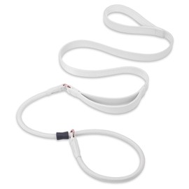 Slip Lead Dog Leash, Dog Training Leash with Double Handle, Soft Leather Nylon Slip Leash and Collar, Heavy Duty Dog Rope Lead, No Pull Walking Leash for Medium Large Small Dogs 6ft White