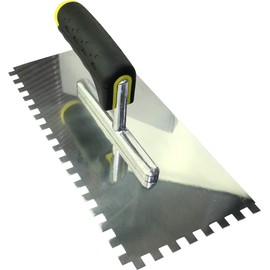 AERZETIX - C45920 - Smooth/8x8mm Toothed Trowel - Smoothing with Notched Tiles - Toothed Spatula - Hand Tools for Construction - Masonry/Masonry/Plaster - Bi-Material Handle - Steel