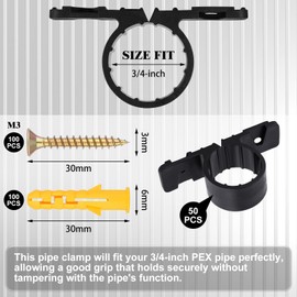 50 Pack 3/4 Inch Pipe Supports Suspension Pex Pipe Clamp Tubing Supports with Screws for Pex, Copper, CPVC Pipe