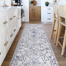 Runner Mat for Hallways Kitchen，2'x 10' Non Slip Waterproof Rug-Like Pattern Floor Mat for Entryway, Vintage Printed Soft Kitchen Area Rug for Laundry, Bathroom, Bedroom, Living Room