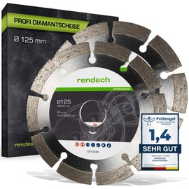 2x Rendech Diamond Disc, 125 Diamond Cutting Disc, 230 Cutting Disc, 150 for Concrete, Masonry, Granite