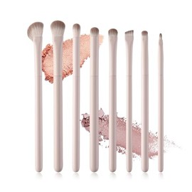 Juego de 8 brochas profesionales de maquillaje de ojos con mezcla, delineador de ojos y pinceles angulares para cejas, kit de brochas para sombra de o