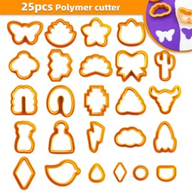 25 Pack Polymer Clay Cutters for Earrings Making with 8 Pcs Punch Tools, 33 Pcs Sculpting Kits and Indentation Round Circle Shape Punch Tools Mold for Jewelry Making