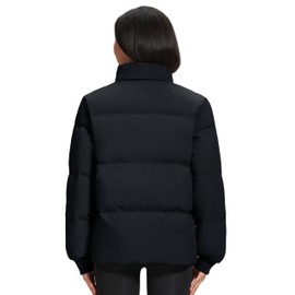 YUCOLEN Puffer Quilted Jackets for Women Cropped Winter Warm Short Coats With Pockets Trendy Lightweight Snow Clothes 2025(Black, Large)