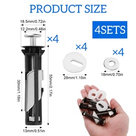 Heavy Duty Toilet Seat Fittings, Screws Bolts Replacement, Universal Stainless Steel Toilet Seat Bolt Kit Fittings for Easy Installation and Maintenance (4)