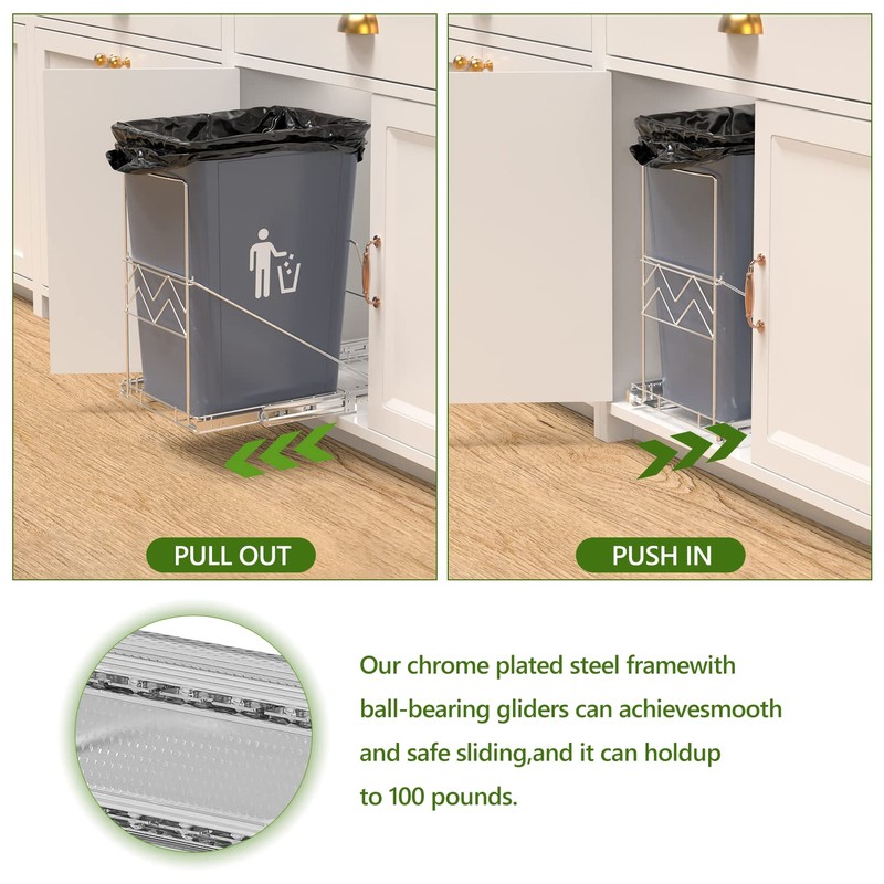 LIONONLY Pull Out Trash Can Under Cabinet, Sink Out, Slide-Out