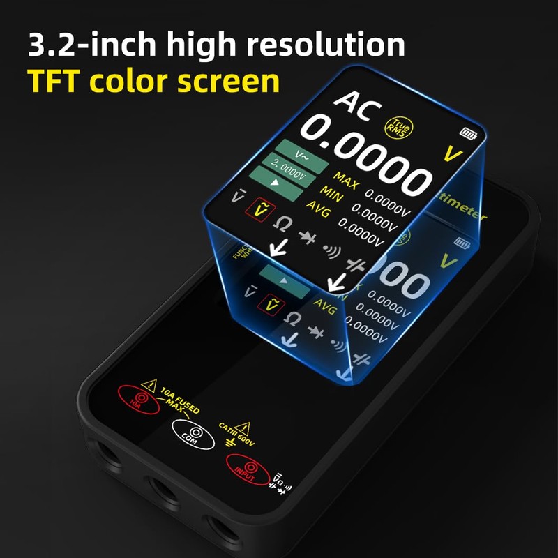 BSIDE Portable Digital Multimeter 20000 Word mV Voltmeter Rechargeable 3.2''