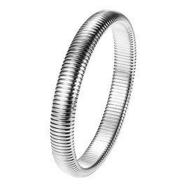 Flongo Women's Silver Bracelet Elastic: Women Large Bangle Stainless Steel Stretch Bangle Bracelet Non-Slip Bracelet Stretchy Gift for Best Friend Mother Daughter Christmas, Stainless Steel