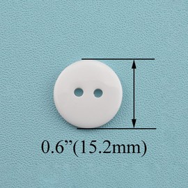 Hahiyo Botones de plástico, 2 agujeros grandes, 15 mm, parte trasera plana redonda para evitar que se irrite, no se enrede, agarre fuerte, resistente para manualidades, costura, ropa, álbumes de recortes, resina blanca, 120 piezas