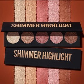 KARLOR Face Highlighter Palette, 5 Colours Highlighter Contour Makeup Champagne Golden Bronzer Pink Highlighter Mother of Pearl Shimmer Glitter High Gloss Highlighter Powder Eyeshadow Palette