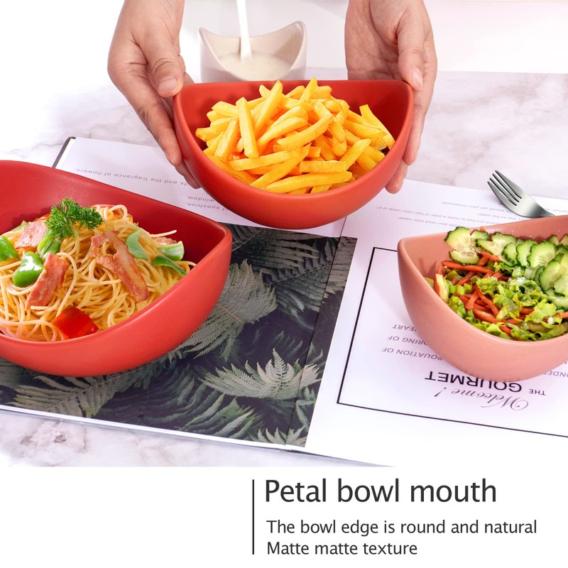 Notakia Salad Bowls, 5 Packs Serving Bowls Porcelain,Lotus Shaped Pasta