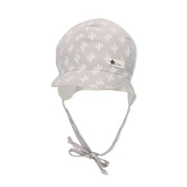 Sterntaler Boys' Peaked Cap with Neck Protection Cactus Sun Hat, light grey