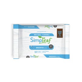 Simpleaf Flushable Wet Wipes | Eco- Friendly, Paraben & Alcohol Free | Hypoallergenic & Safe for Sensitive Skin | Unscented Soothing Aloe Vera Formula (50 Counts) 1 pack