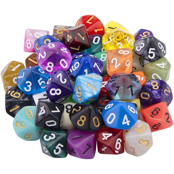 SIQUK 42 Pieces Polyhedral Dice Mixed Colours 10 Sided Dice