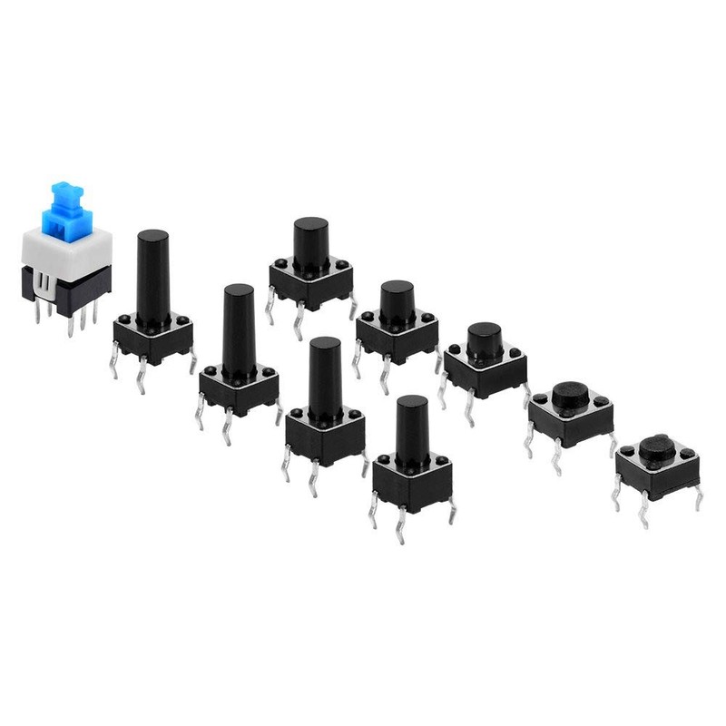 HUAZIZ 200 Pieces 10 Values Tactile Push Button Switch, Button