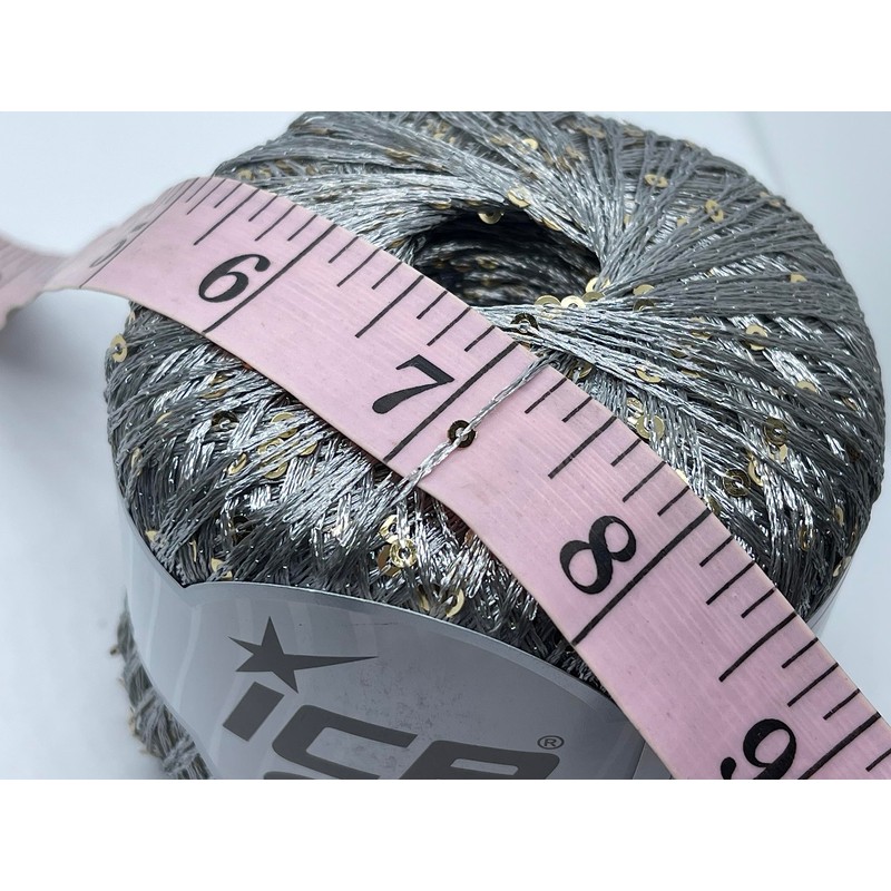 Petite Paillette Grey with Gold Mini Sequins Yarn - 50