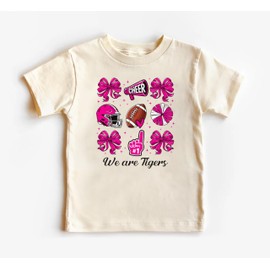 Custom Personal Football Coquette Bow Shirt, Custom Name Shirt, Cute Football Toddler Tee White, Natural