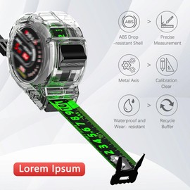 5M/16.4ft Tape Measure, Stainless Steel Retractable Double Sided Graduated, Width 25mm Fluorescent Transparent Steel Precision Measuring Tape for Industrial, Easy To Read Self Lock Measuring