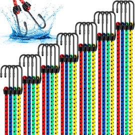 Yoojahow 28 Pcs Bungee Cords with Hooks Heavy Duty Elastic Bungee Straps Outdoor Cord for Camping, Tent, Kayaking, Garage Storage(Multicolor,6,10,18,24,32,40,48)