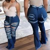 Bell Bottom Jeans for Women Ripped Elastic High Waisted Destroyed