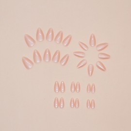 Press on Nails Short Almond Fake Nails Nude Nails Press ons Glossy Glue on Nails Cute False Nails Solid Color Acrylic Nails Pink Artificial Nails Full Cover Stick on Nails for Women 30Pcs