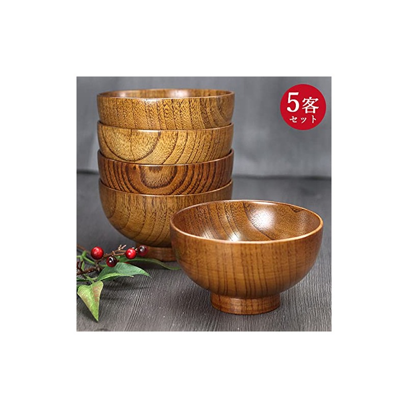 Wooden Bowl, Metropolitan Soup Bowl, Set of 5 Guests