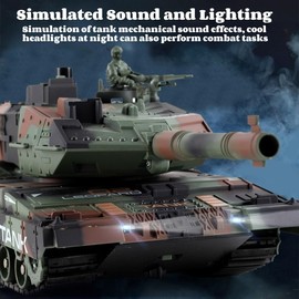Yoyoom RC Tank That Shoots for Kids, 2.4GHz Military Vehicles Model with 360°Rotating Turret, Auto Demo, Sound & Smoke & Light, Remote Control Army Tank for Kids Adults