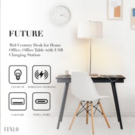 FENLO Future - 39' Modern Desk with USB-C & Qi Wireless Charging Station