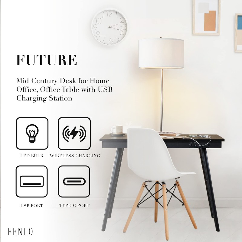 FENLO Future - 39' Modern Desk with USB-C & Qi