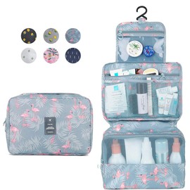 Hanging Travel Toiletry Bag,Flamingo Wash Bag Portable Make Up Bag for Women,Large Capacity Cosmetic Bag Perfect for Travel/Daily Use