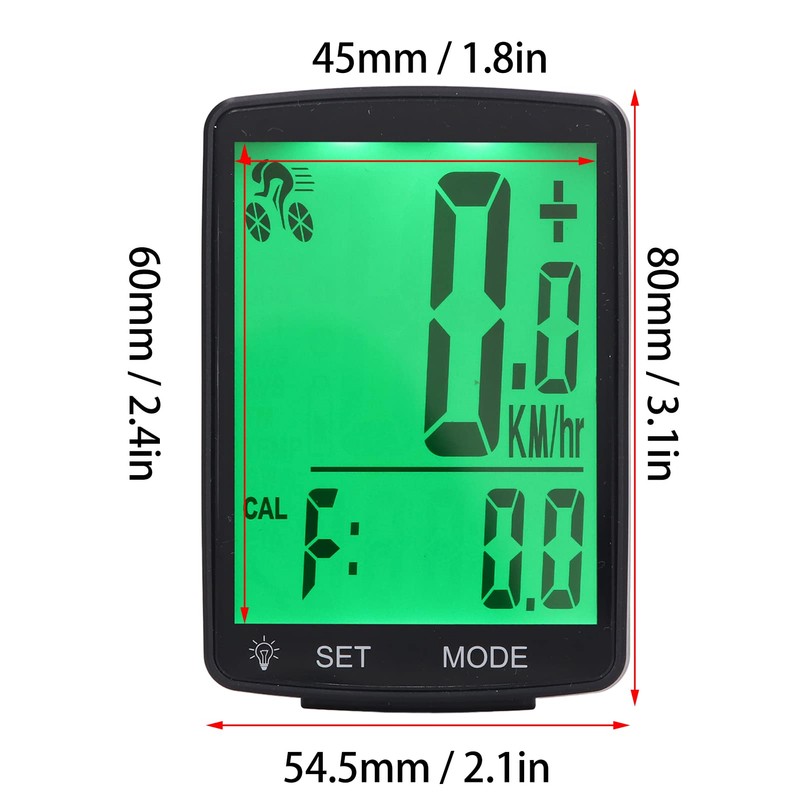 Bike Computer, 2.8in Backlight LCD Screen Display Wireless Bicycle Speedometer