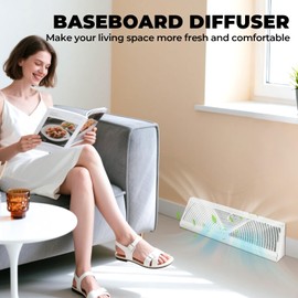 Baseboard Register Vent, 18 Inch Duct Opening Size Baseboard Air Diffuser, 2 Pcs White Base-Board Register Vent Covers with Airflow Adjustment Lever, Easy Install Floor Baseboard Diffuser