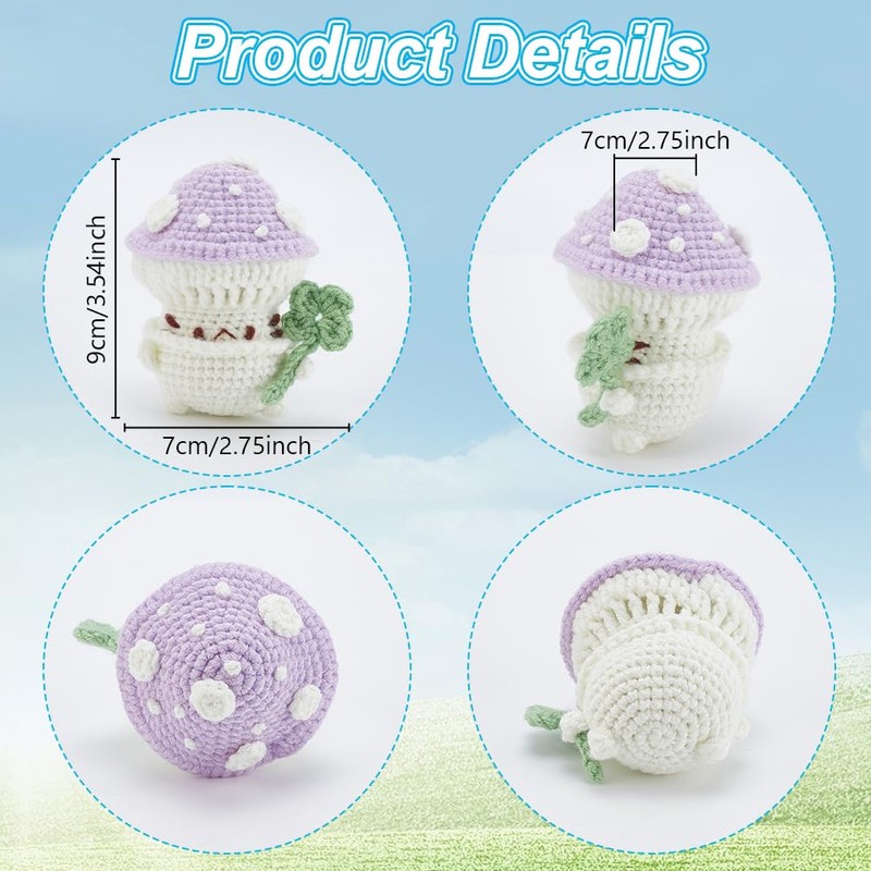 ORIGACH Crochet Kit for Beginner Adults, 4 Set Mushroom Critters