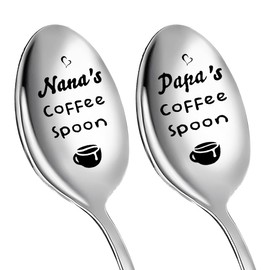 Grandparents Christmas Xmas Gifts for Nana Papa Grandparent Announcement Gifts for Grandma Grandpa Retirement Gifts for Papa Nana Coffee Spoon for Grandfather Grandmother Grandparents Spoons 2 Pcs