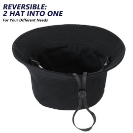 TAGVO Fishing Hat Double-Sided Wear Women's Large Bucket Hat XXL Sun Hat Outdoor Unisex 100% Cotton Foldable Summer Hat Bucket Hat for Head 60-66, Black-black