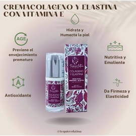 TQL | Crema de Colágeno y Elastina con Vitamina E | Crema hidratante facial | Nutre y humecta la piel | Colágeno | Envejecimiento prematuro | 40 ml