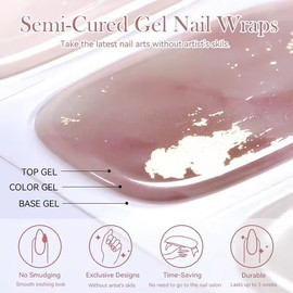 Semi Cured Gel Nail Strips Stickers Self Adhesive Long Lasting Gel Nail Polish Strips Solid Color Nail Stickers for Women DIY Manicure Waterproof Salon Quality Nails Decoration Accessories 1 Sheets