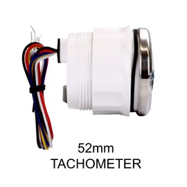MOTOR METER RACING W Pro Series 52mm 2-1/16" Tachometer 8000 RPM Gasoline Diesel Engine with Hour Meter Black Dial White LED Waterproof for Car Truck Boat Yacht Motorcycle