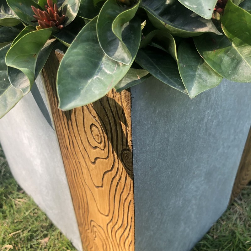 Kante RF0217A-C80811 Lightweight Concrete Modern Square Outdoor Planter, Timber Ridge