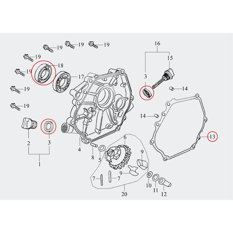 Spare Part LIFAN Gasket Set Seal Kit for 13 hp