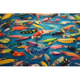 Mini Wooden Jigsaw Puzzle for Adults - Fishing Lures - 51 Unique Wooden Pieces - Made in The USA by Nautilus Puzzles