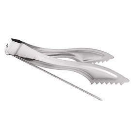 NKlaus Smoking Tongs 16 cm Long Silver with Hole Punch Stainless Steel Charcoal Tongs Shisha Tongs Ice Tongs Dishwasher Safe 1343